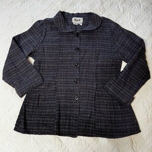 Flax Black Plaid Lagenlook Linen Swing Jacket